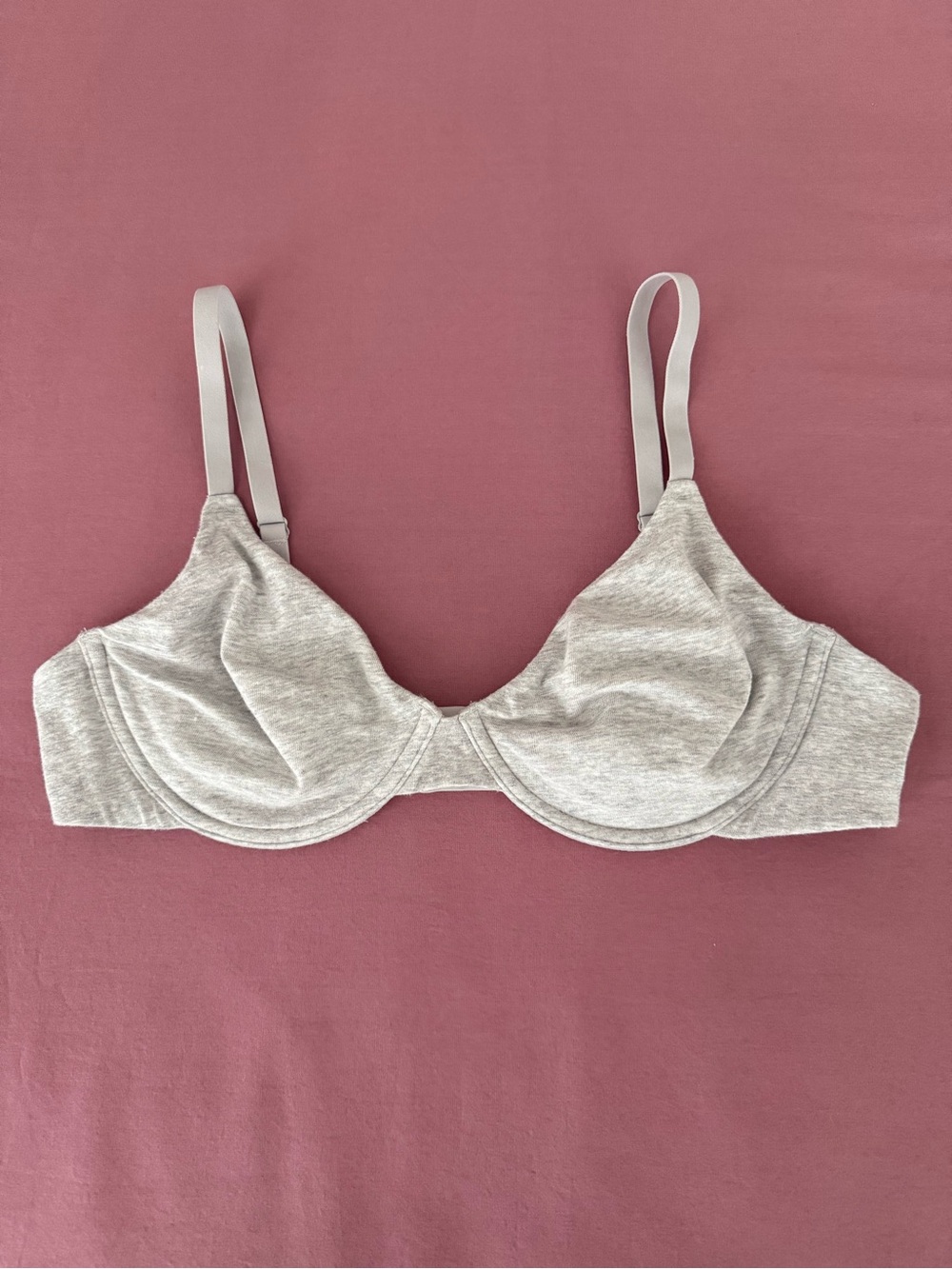 SKIMS Everyday Cotton Mesh Lined Underwire Demi Bra Gray 36C